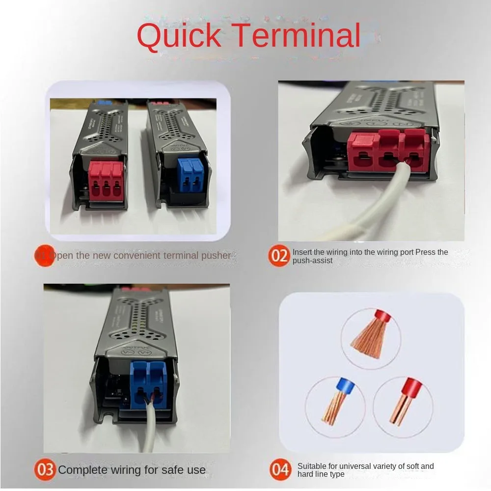 초박형 LED 스트립 스위치 드라이버 램프, 새로운 조명 변압기, AC 110V-220V-DC 12V/24V 전원 공급 어댑터, 60W 100W 300W