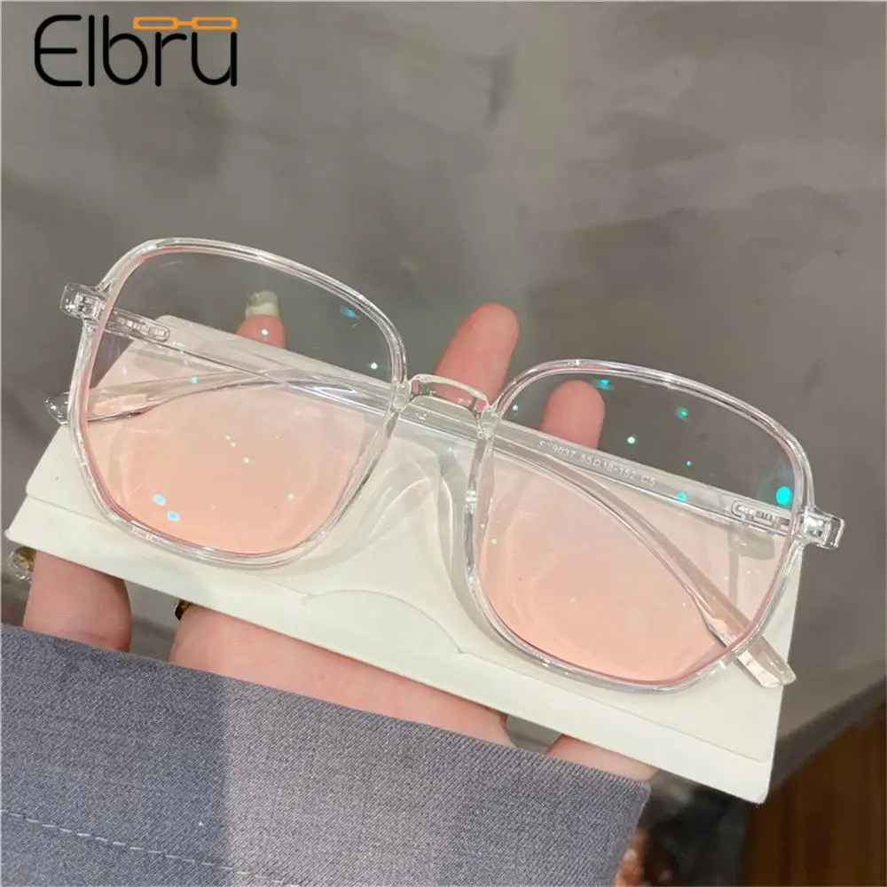 

Elbru Anti Blue Rays Myopia Glasses Women Men Big Frame Myopic Nearsighted Eyeglasses Unisex Blush Pink Shortsighted Eyewear 0-4