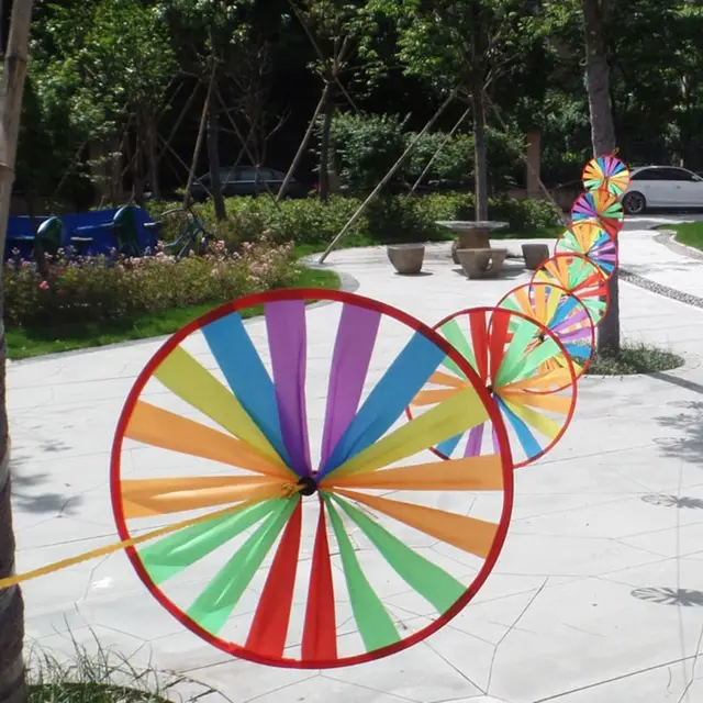 Colorful Turntable Windmill Outdoor Garden Kindergarten Layout Decoration Children Toys String Rope Pinwheel 2