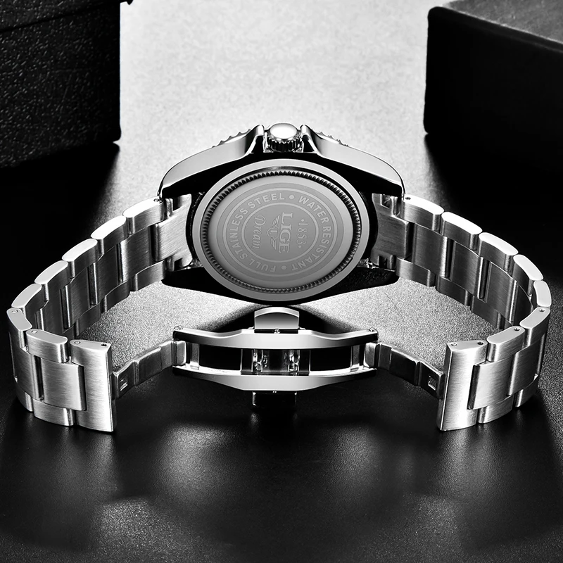 LIGE 2023 New Mens Watches Top Brand Luxury Fashion Black Watch Men Luminous Waterproof Date Clock Sport Mens Quartz Wristwatch