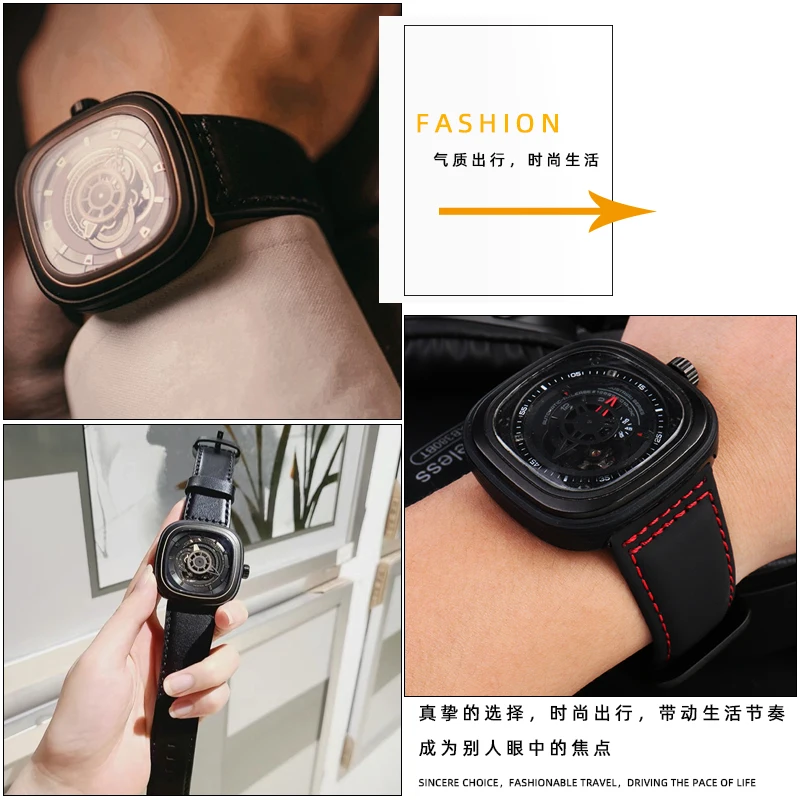 الطبقة الأولى جلد البقر حزام الساعات ل سبعة الجمعة...