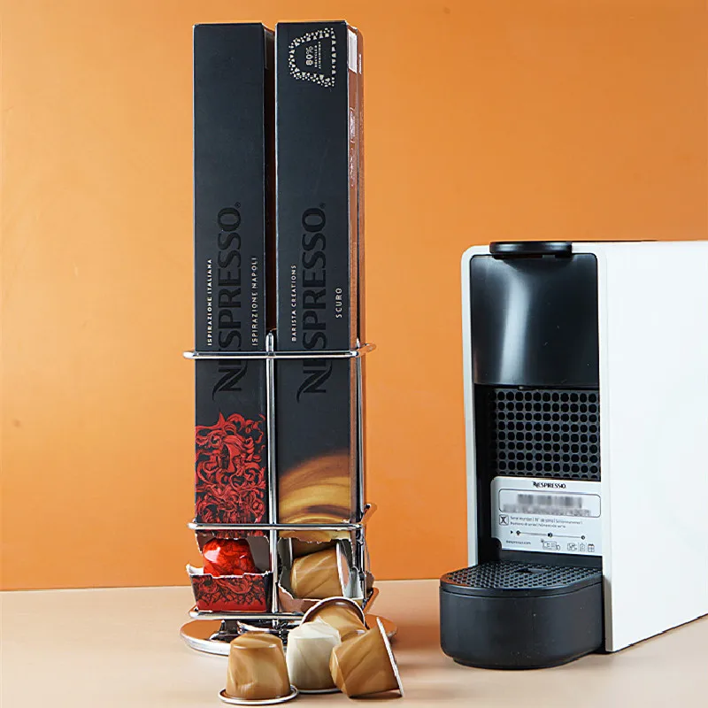 

Rotatable 40 Cups Nespresso Capsule Holder Metal Holder Coffee Capsule Iron Chrome Plating Stand Storage Shelves Rack