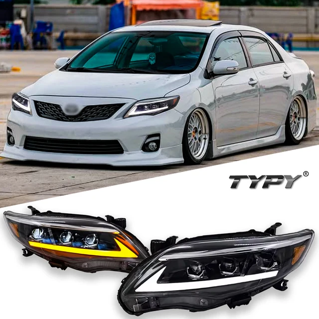 نوع سيارة لتويوتا الولايات المتحدة كورولا المصباح 2010-2013 ترقية تعديل جديد DRL ديناميكية بدوره إشارة LED المصباح اكسسوارات السيارات