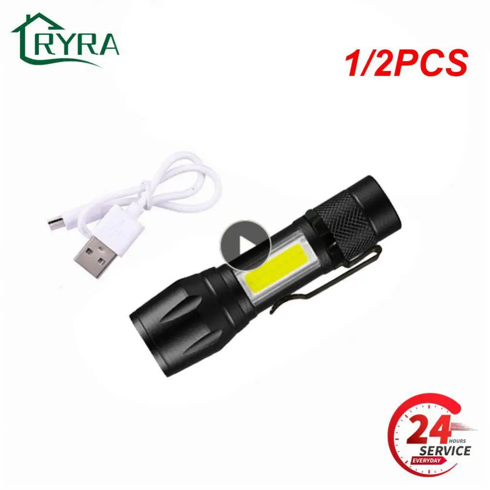 

1/2PCS Mini Led Flashlight Portable USB Rechargeable Lantern LED Adjustable Penlight Waterproof Work Light Camping