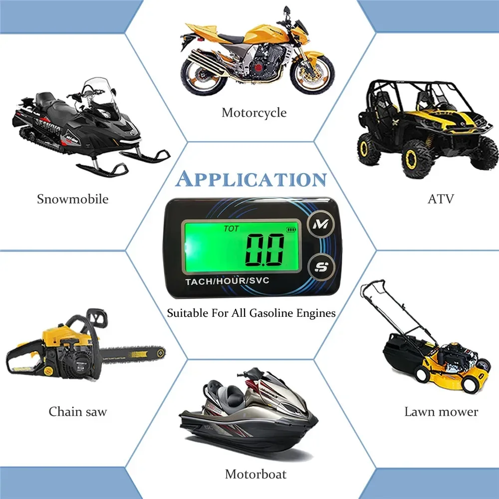 Digital Engine Tach Hour Meter Alert RPM tachometer gauge engine tachometer tachometer meter engine hour meter Backlit Resettable for Motorcycle Chainsaws Boats ATV Marine Glider