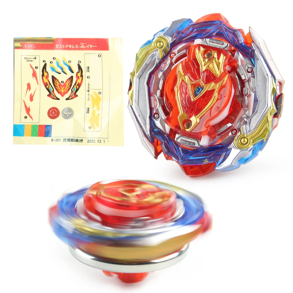 Bey Gyro Spinning Top B-201 Zest Achilles with B-184 Dynamite Launcher Bey Burst