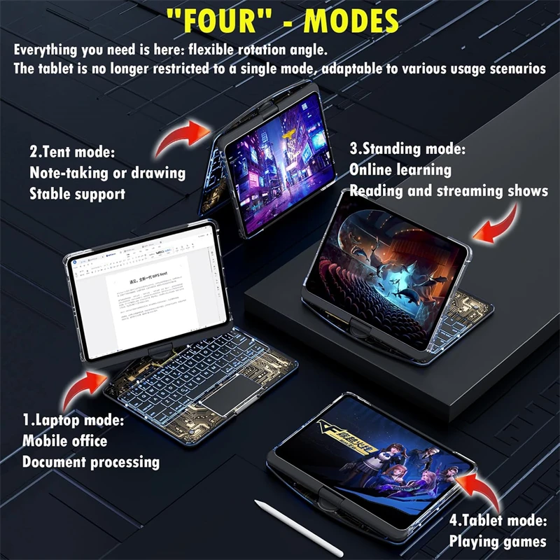 360&deg; Rotating Multi-Touch Trackpad Wireless Bluetooth Keyboard For IPad Air 11 Pro 13 10 10.9 10.2 Inch Backlit Key Board wireless keyboard,wireless keyboard mouse,tablet keyboard,ipad keyboard