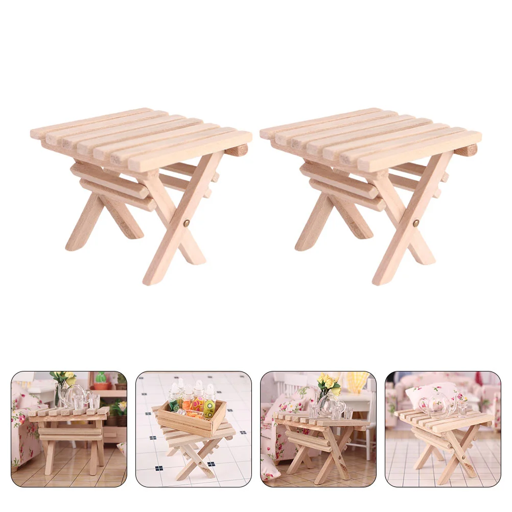 

Folding Table Mini Toys Shiwan Coffee Furniture Model Tables and Chairs Wooden Miniature Baby Children's