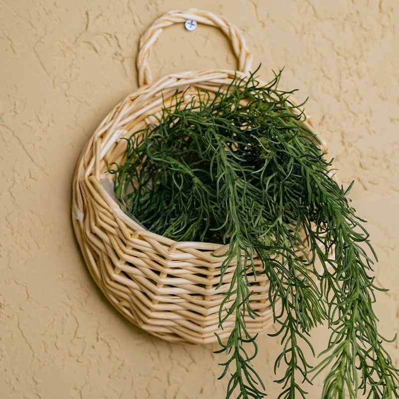 Wall decoration willow basket pot device wall hanging flower pot hanging basket hanging rattan