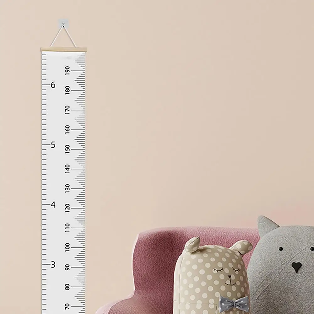 Description Picture 5 of itemKids Wall Hanging Growth Charts Wood Frame Height Measure Ruler Fabric Canvas Removable Wall Sticker For Kids Child Room Decor