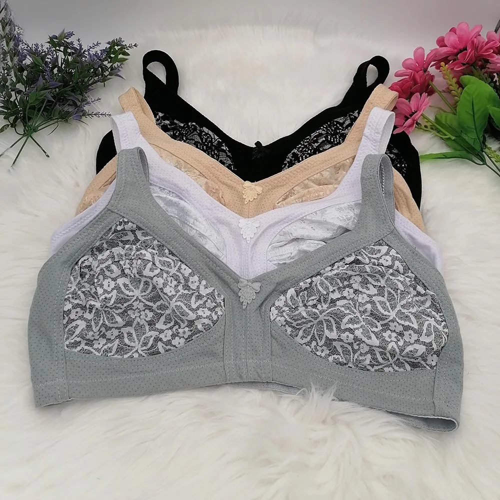 Classic Full Coverage Bra for women lace embroidery sexy lingerie DEMI Push Up cotton underwear top plus size 40-50 DEF cup C29 3