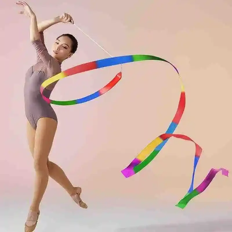 2/4/6 Meters Gymnastics Colorful Ribbons Art Gymnastics Dance Ribbon for Ballet Dancing Twirling Training Equipment