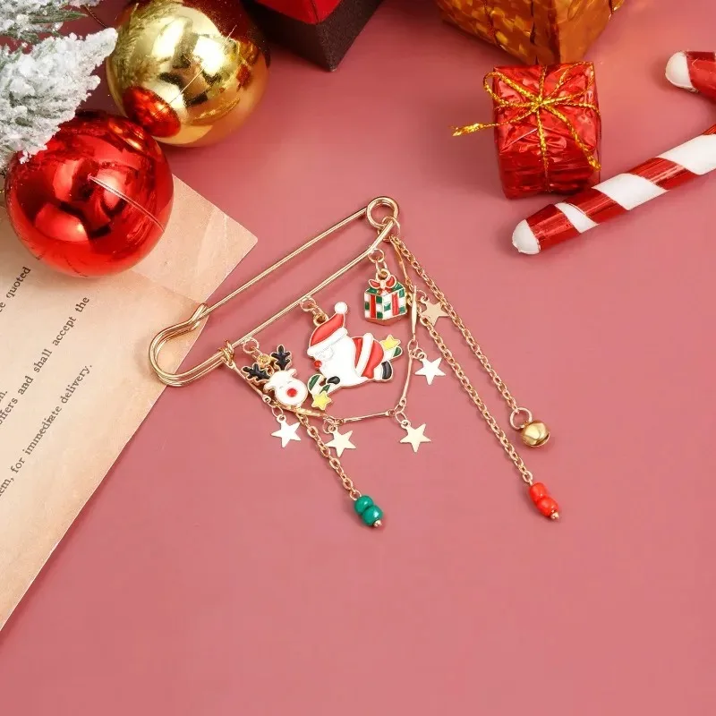 Cute Christmas Santa Claus Snowman Pendants Brooch Badge Xmas Laple Pin New Year Party Jewelry Gifts for Women Men Kids