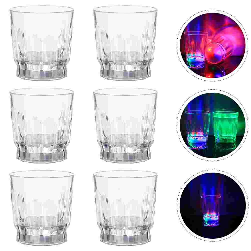 

6 Pcs Glowing Glass Cups Flash Drinking Button Plastic Glasses Party Favors