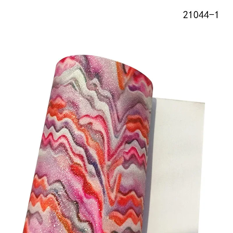 New Fine Texture Mixed Color Wave PU Leather Glitter DIY Materials for Decorative Bags Hair Bands And Clips