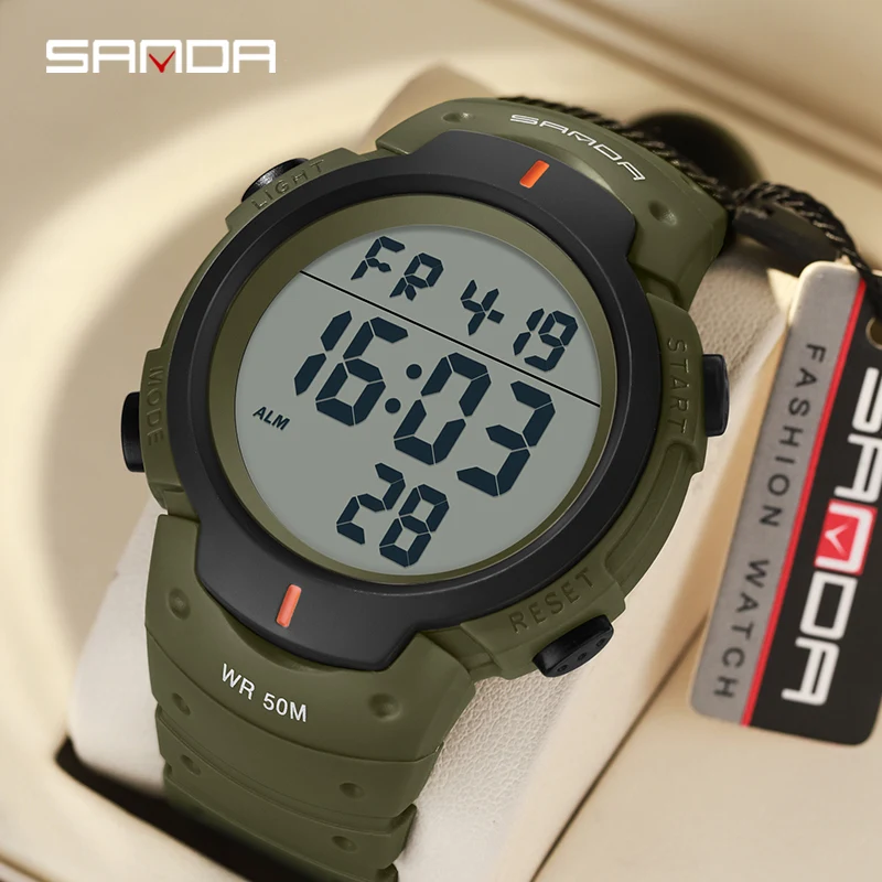 SANDA 269 Luxury Military Digital Watch for Men Waterproof Sports LED Display Electronic Digital Mens Wristwatches Alarm Relogio