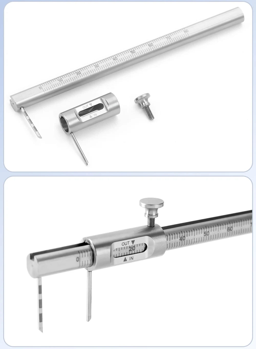 implante dentário, Escala dupla de aço inoxidável, 0-80mm