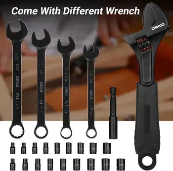 DEKO DKMT178 Household with Drill Wrench Socket Basic Hand Tools Sets for Men Car Repair Mechanic Tool Kit Set Automotive 5