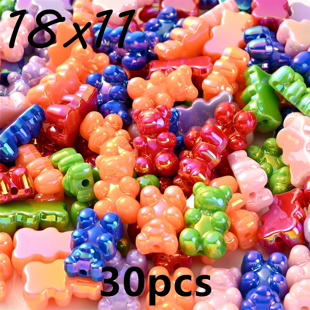 100 Perline A Forma Di Orsetto Gommoso In Acrilico Trasparente, 18mm – Perline Kawaii Color Caramella Per Creazione Gioielli, Bracciali, Collane E Portachiavi - 3