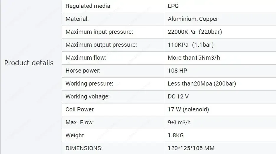 LPG Kits Sequential Regulator for AT09 NORDIC Model Reducer