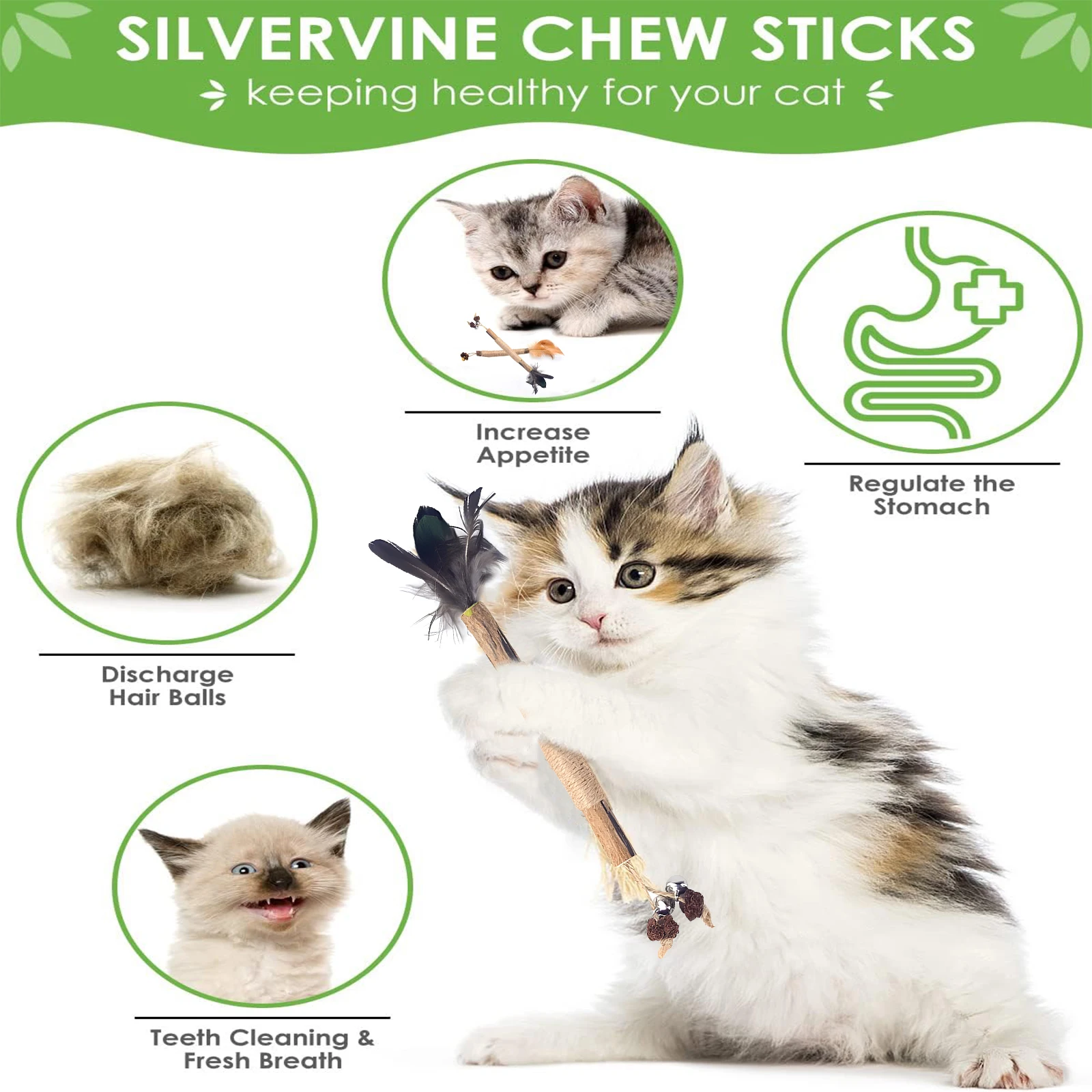 Kauwsticks voor katten | 32 stuks | Speelgoed voor het slijpen van