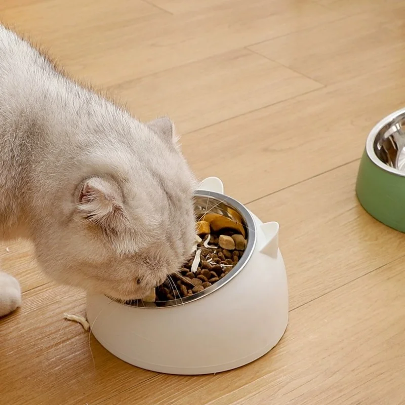100ML Cat Dog Bowl 15 Degrees Raised Non Slip Puppy Base Food Drinking Water Feeder Tilt Safeguard Neck Pet Accessories pet food bowl