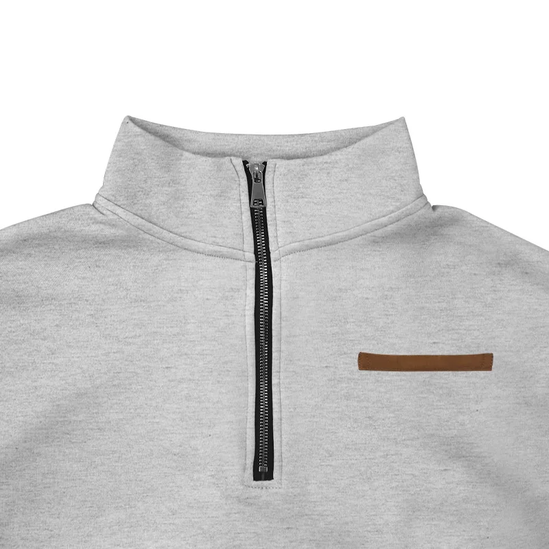 Winter-Plüsch-Pullover mit halbem Reißverschluss und Stehkragen, einfarbig, lässiger Hoodie für Herren, grenzübergreifende Modemarke – Detail 24
