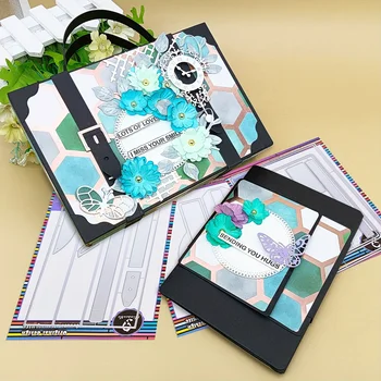 1 SET Valigia fatta a mano Album Taglio in metallo fustellato per carta artigianale Album fai da te Regalo / Scrapbooking Journal Planner Libro di avventure