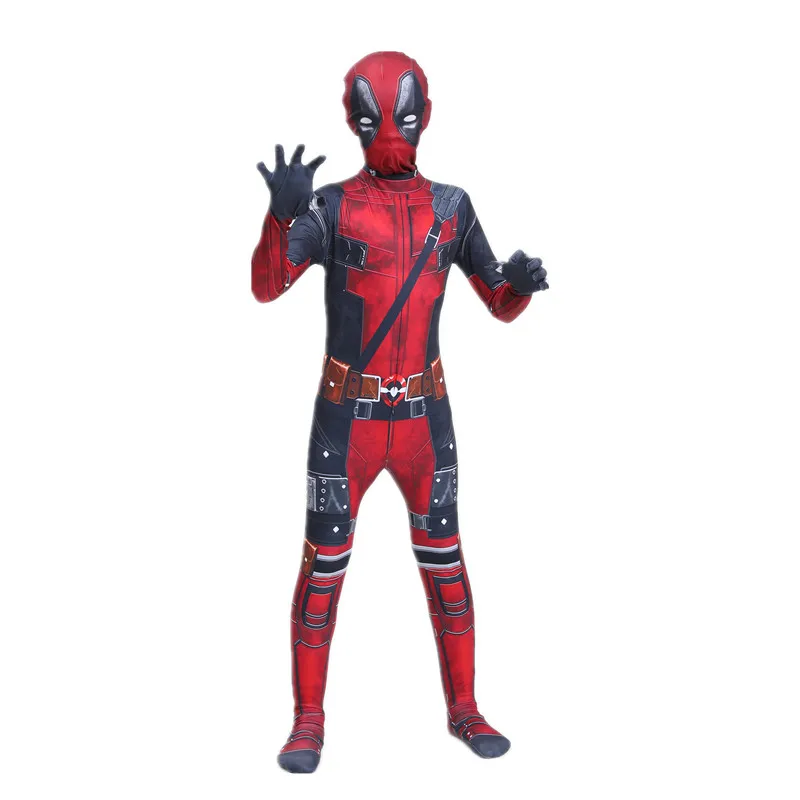 Superhero Costume Deadpoo Jumpsuit Halloween Movie Character Role Play Mask Leggings