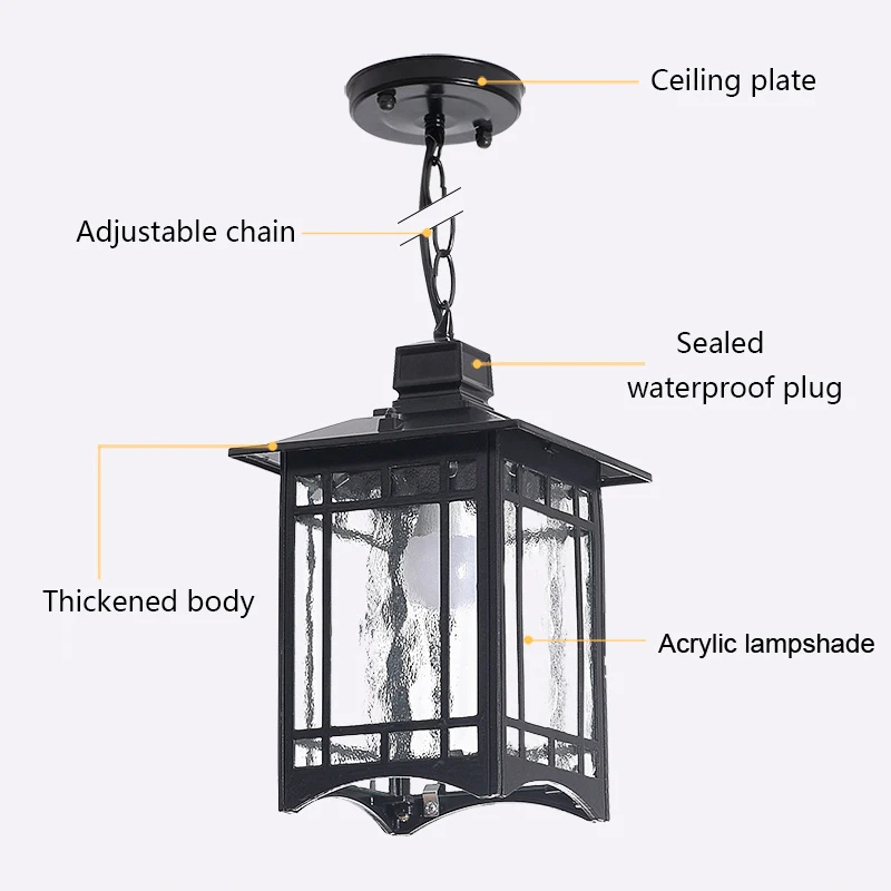 European Waterproof Pendant Lights Outdoor Retro Village Chandelier  Balcony Corridors Lights Grape Rack Hanglamp Luminaire 5
