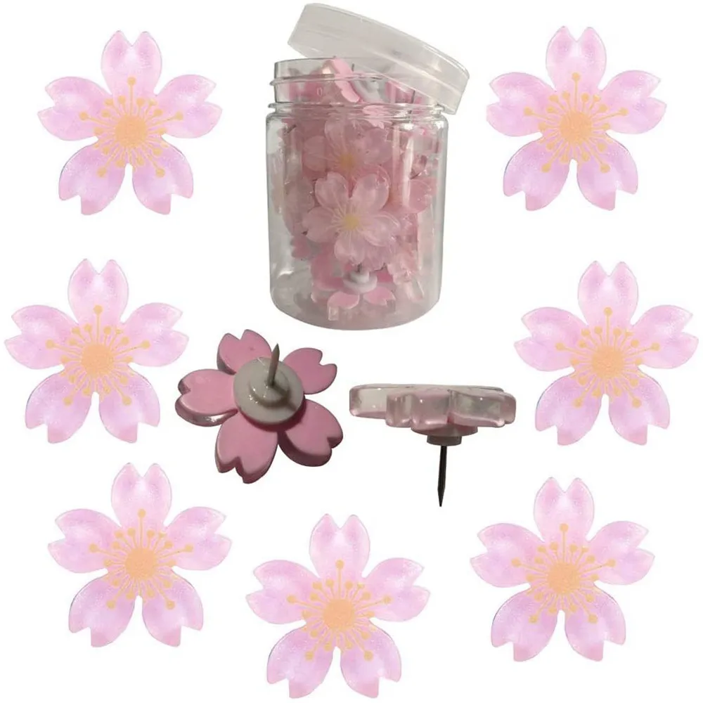 Thumbtack Pins Flower Shape Resin Cherry Blossoms Push Pins Cork Board Decorative Thumbtacks 30pcs Office School Acc Supplies