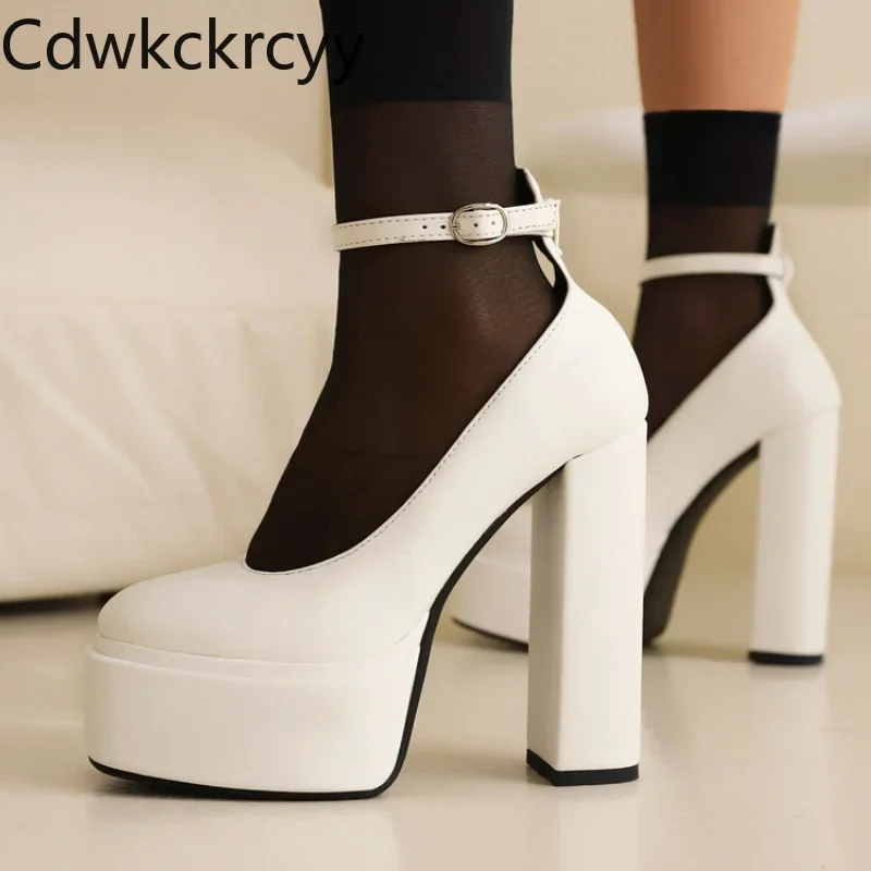 

spring autumn New styles fashion Round head Ultrahigh heel Women's Shoes Shallow mouth Buckle sexy party Square heel Women Shoes