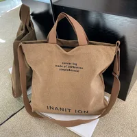 Sacs messagers japonais en toile pour hommes et femmes, sacs à main en toile lavée épaissie, grande capacité, tendance urbaine et littéraire 4