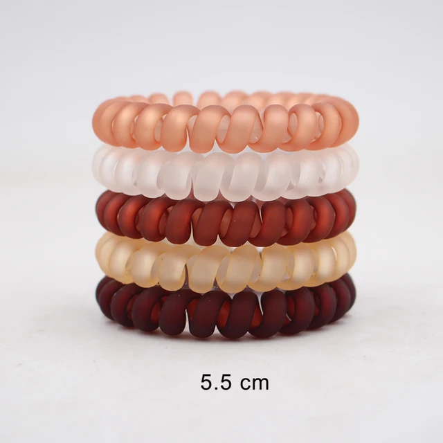 5Pcs/set New Fashion Matt Solid Telephone Wire Elastic Hair Band Frosted Spiral Cord Rubber Band Hair Tie Stretch Head Band Gum color2big