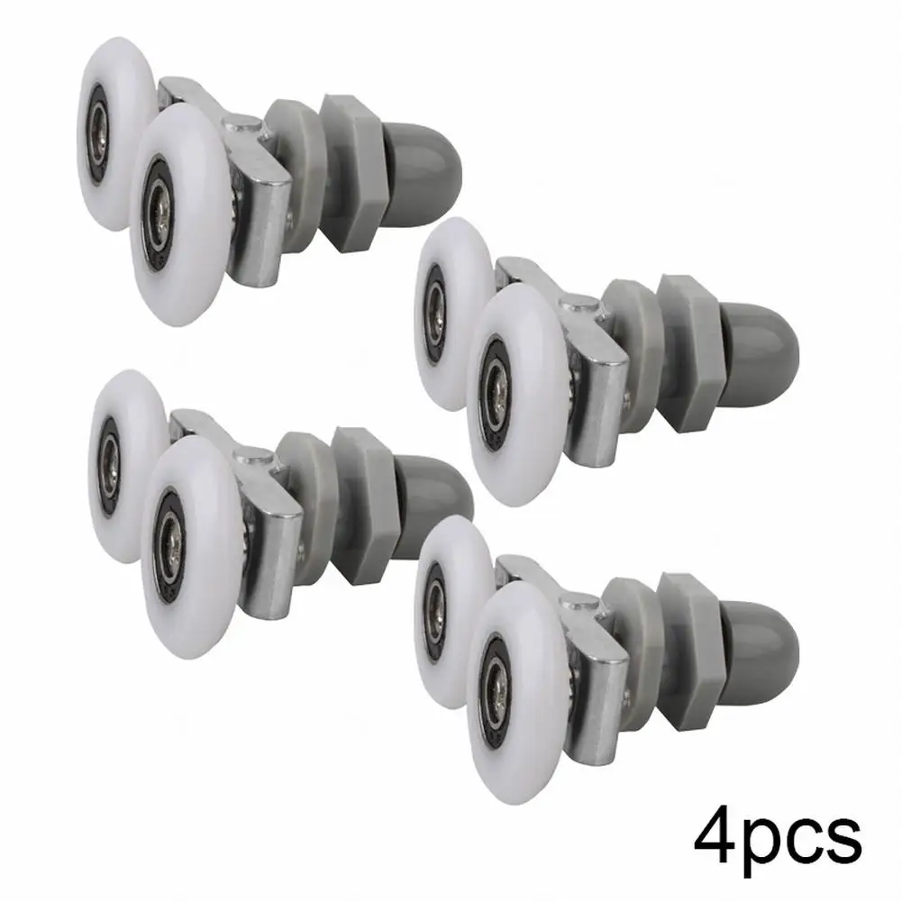 4pcs Shower Door Roller Pulleys Wheels Hanging Wheel Bathroom Sliding Glass Door Wheels19/23/25/27mm Dia Replacement Wheels