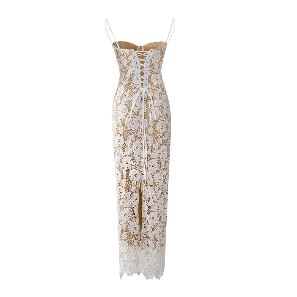 Elegant Womens Winter Maxi Dress - Lace Up Evening Dress for Special Occasions