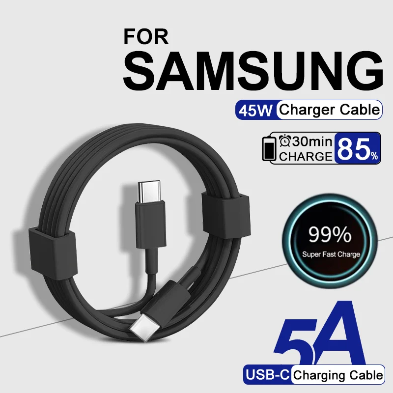 

PD 45W USB Type C To Type C Surper Fast Charger Cable For Samsung Galaxy S24 S23 S22 5G Note 20 Ultra 10 Charging Data Wire Cord