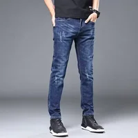 Men Fashion Cat Paw Slim Fit Jeans Male Loose Straight Elasticity Denim Pants Vintage Youth Popular Minimalist Daily Trousers