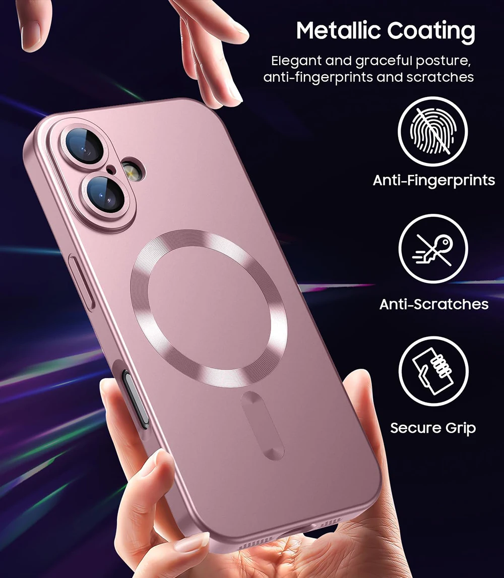 Luxury Metallic Paint Silicone Soft Case with Magnetic Back Shell