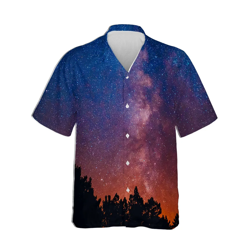 Jumeast 3D Summer Men's Universe Color Print Shirts Oversized Clothing Fashion Decoration Short Sleeve Shirts Casual Streetwear