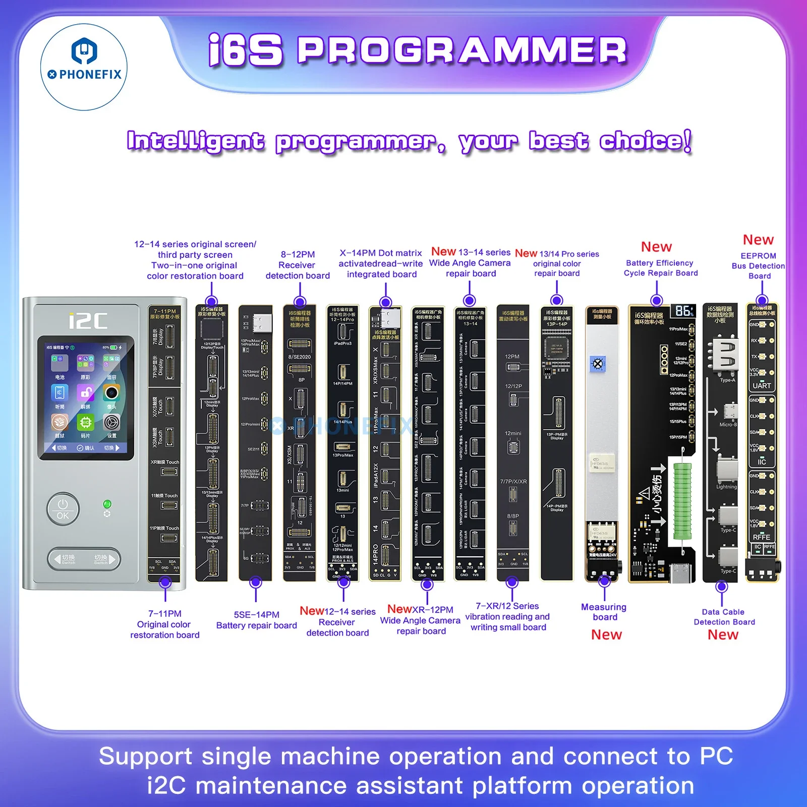 

JCID i2C i6S как JCID V1S JC V1SE для IPHONE 6-15PM True Tone, сканер отпечатка пальца, точечный проектор, батарея, программатор для чтения и записи