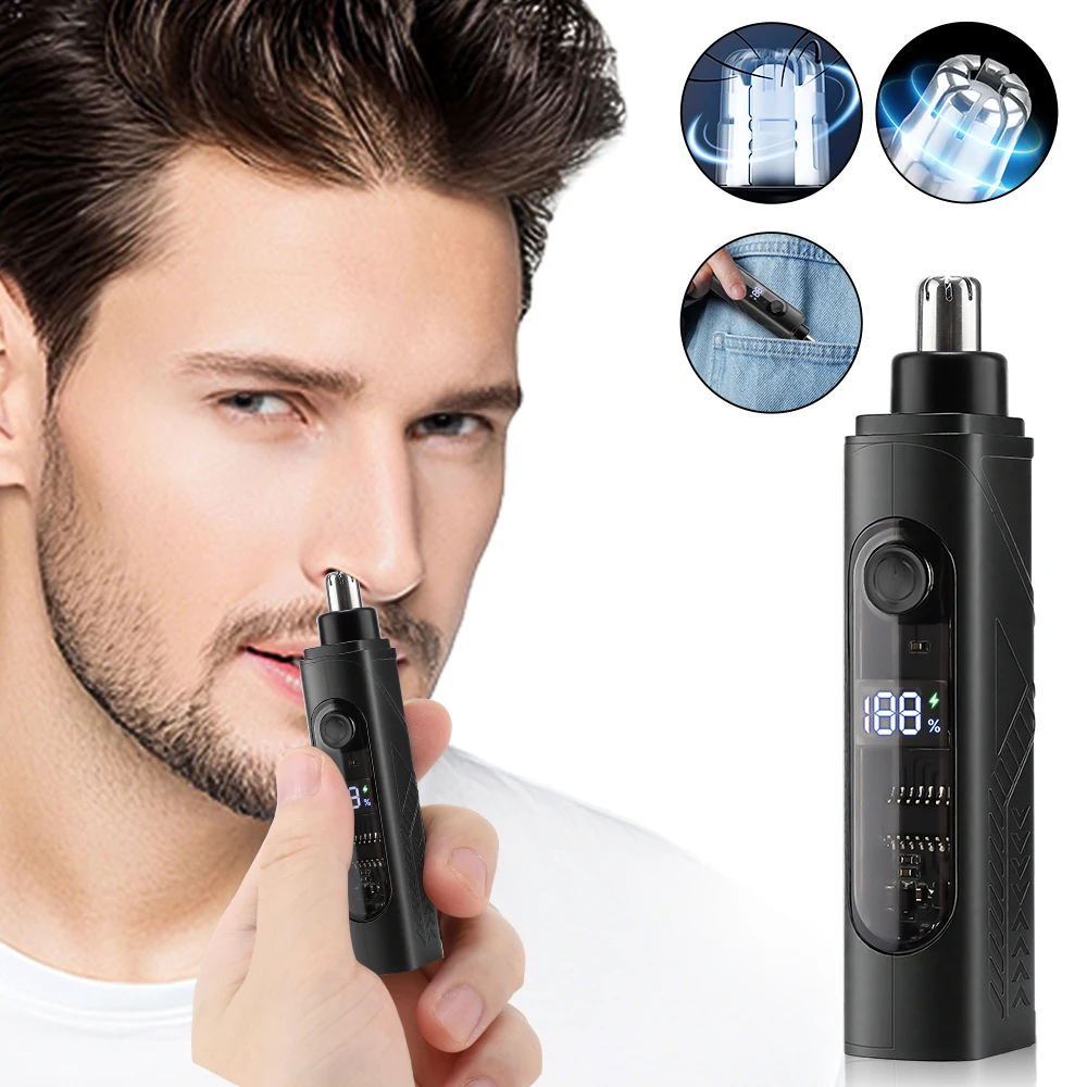 Portable Electric Nose Hair Trimmer ABS Black for Men Women