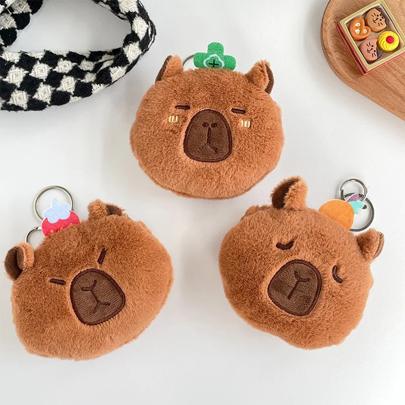 Cute Plush Capybara Coin Purse Fashion Kawaii Zipper Wallet Lipstick Bag Small Cartoon Bags Pendant Earphone Bag Gift for Girls
