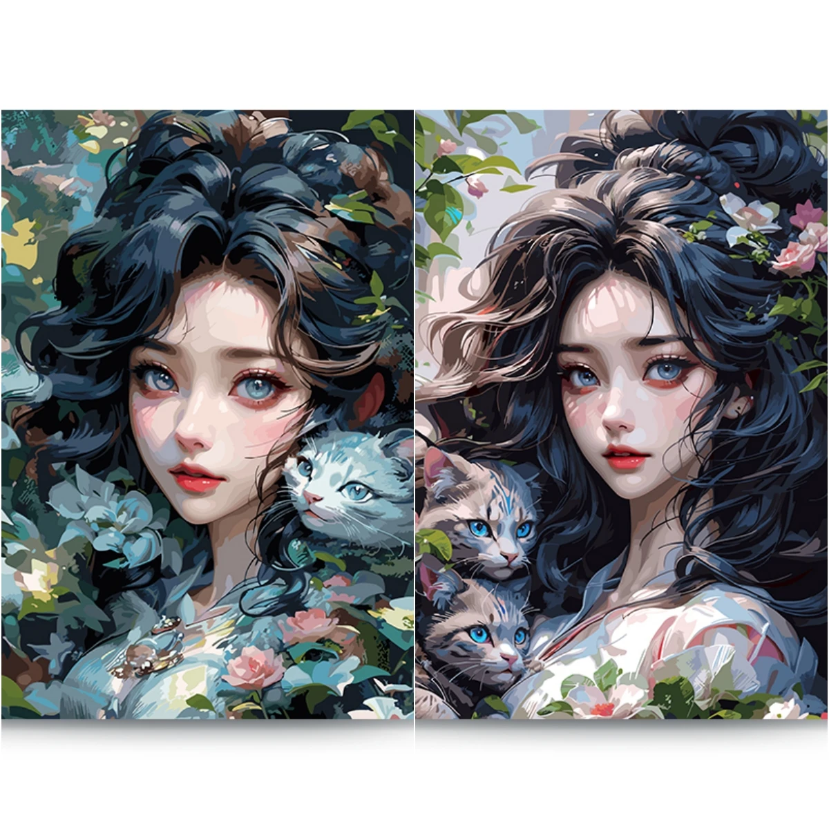 

Hamlet Paint by numbers beauty and cat Handpainted Canvas painting acrylic paint Painting by numbers For adults Home decor