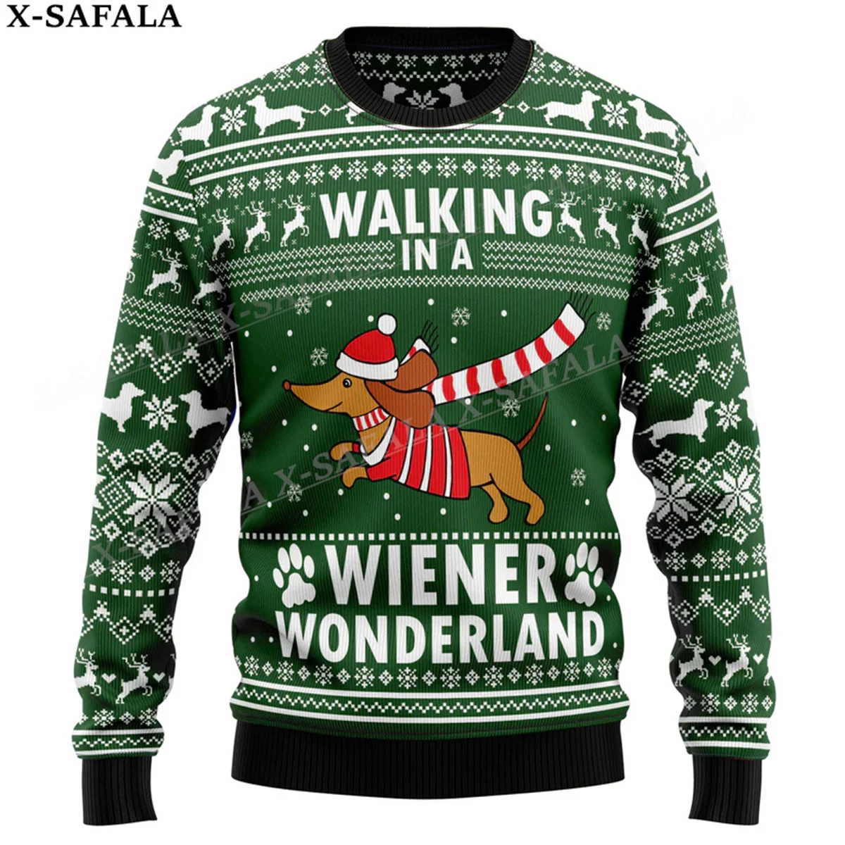 thumbnail image 1 of Lindos suéteres de punto navideños con diseño de perro salchicha, divertidos suéteres de regalo de Navidad y Halloween, tops para parejas, fiestas, unisex, casuales, 3, 1 of 5