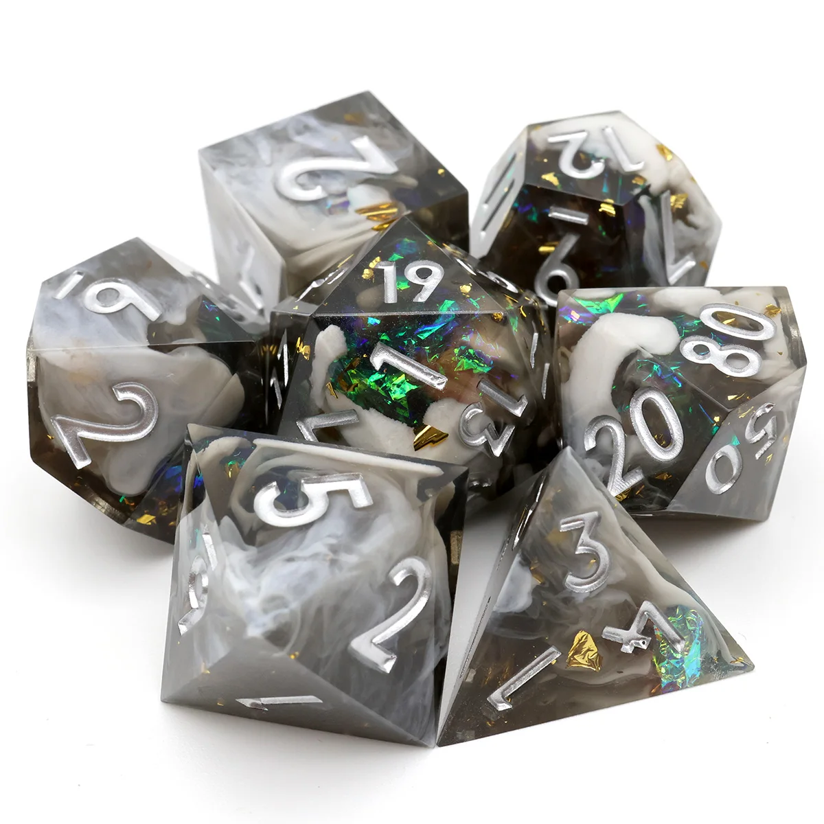 7 Pieces Full Set RPG Dice Polyhedral Sharp Edge Dice Role Playing