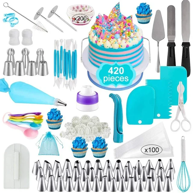 137pcs Cake Decorating Kit, Cake Baking Supplies Set With Cake Turntable  For Home Cake Shop