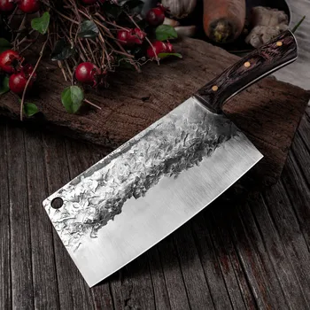 Coltello da cucina forgiato fatto a mano Coltello da chef cinese Chopper per ossa ad alto tenore di carbonio Mannaia da macellaio tradizionale Coltello per affettare Strumento di cottura 1