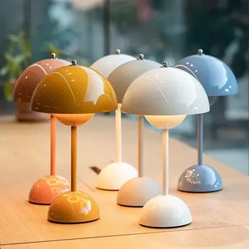 LED 테이블 램프 충전식 버섯 꽃 버드 데스크 램프 터치 나이트 라이트 카페 침실 레스토랑 현대 장식 선물