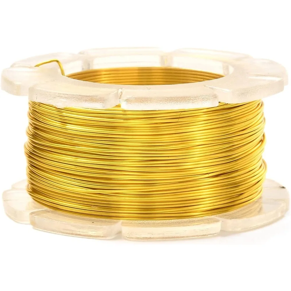 보석 제작용 원형 구리 공예 와이어, 오래 지속되는 도금된 금, 26 게이지 0.4..